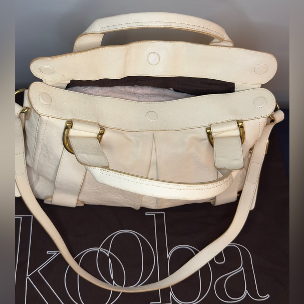 Kooba Leather Tote Satchel in cream Large Size - Picture 3 of 16